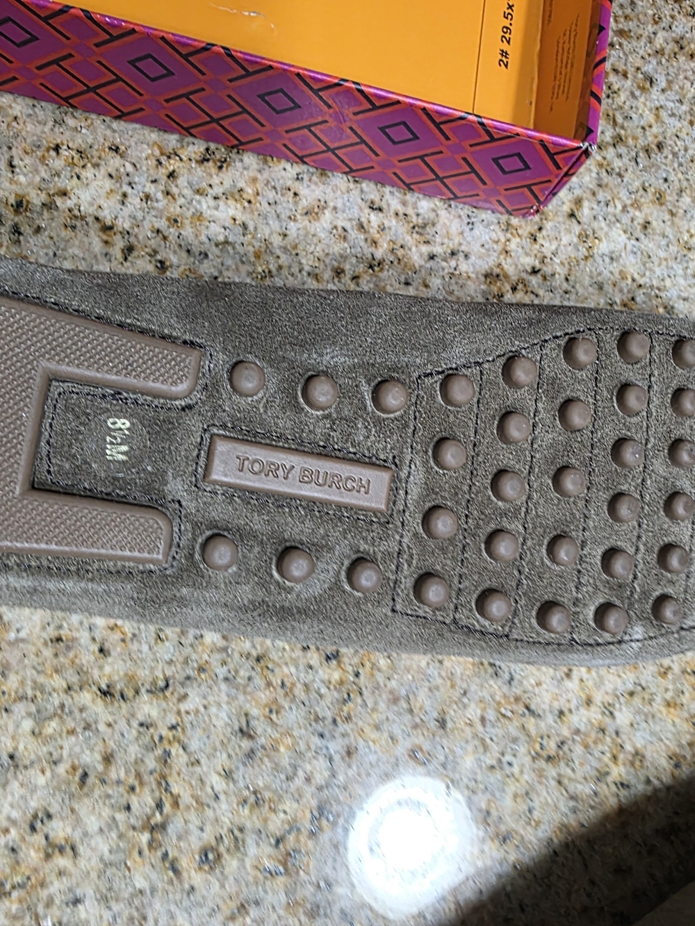 Tory Burch Taupe/Olive Suede Logo Moccasin Loafers - Picture 6 of 11